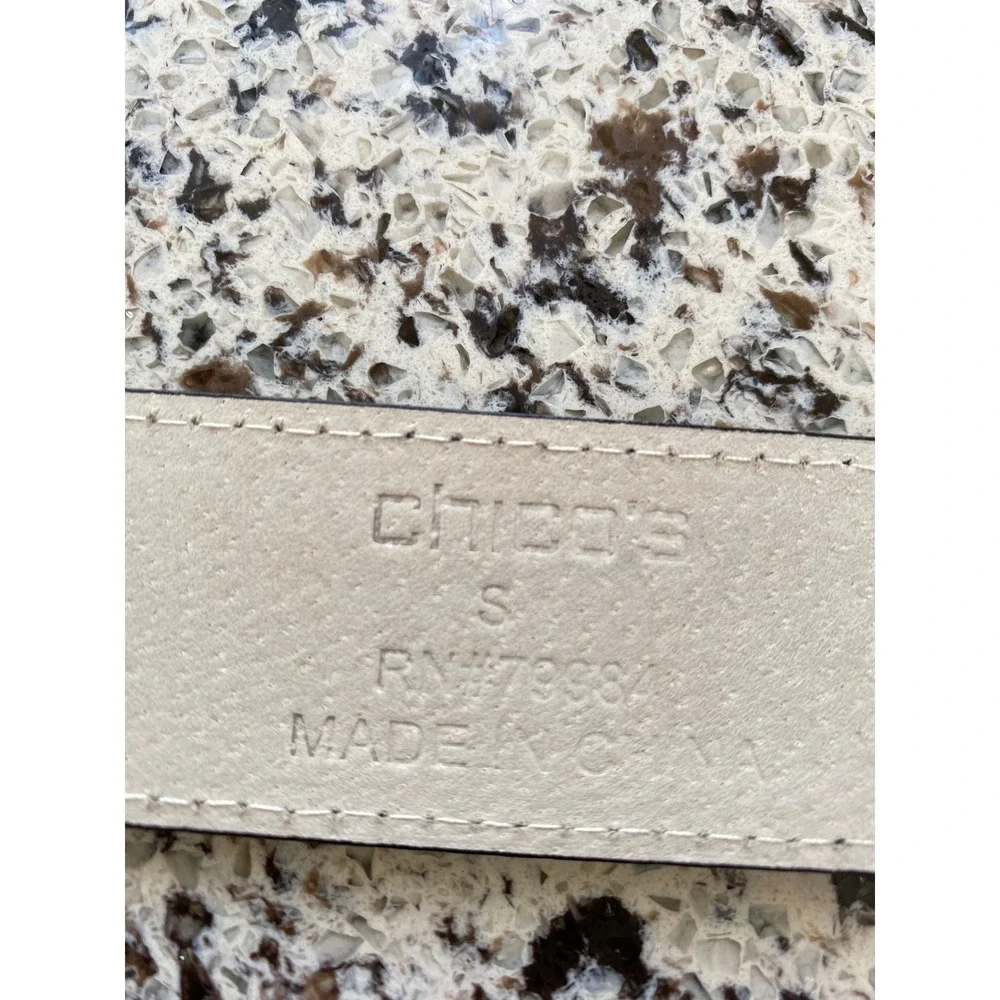Chico's Statement Belt Size S Black Tortoiseshell Buckle Gold Hook Elastic Waist